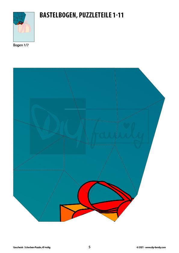 Geschenk – Scherben-Puzzle zum Ausdrucken und Ausschneiden