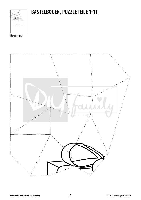Geschenk – Scherben-Puzzle zum Ausdrucken, Ausschneiden und Ausmalen