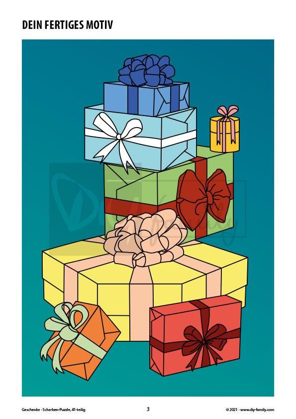 Geschenke – Scherben-Puzzle zum Ausdrucken und Ausschneiden
