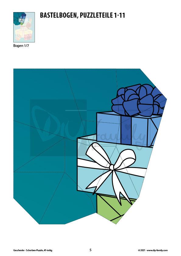 Geschenke – Scherben-Puzzle zum Ausdrucken und Ausschneiden