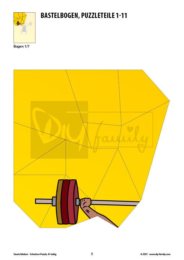 Gewichtheber – Scherben-Puzzle zum Ausdrucken und Ausschneiden