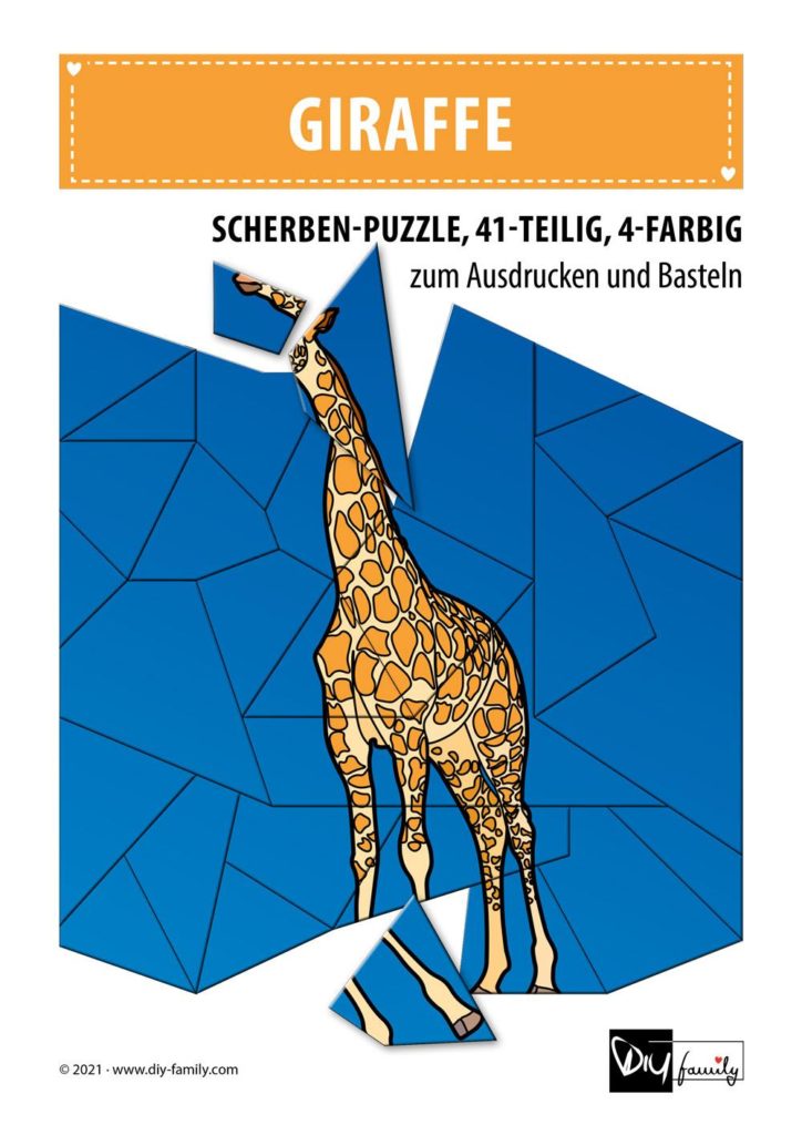 Giraffe – Scherben-Puzzle zum Ausdrucken und Ausschneiden