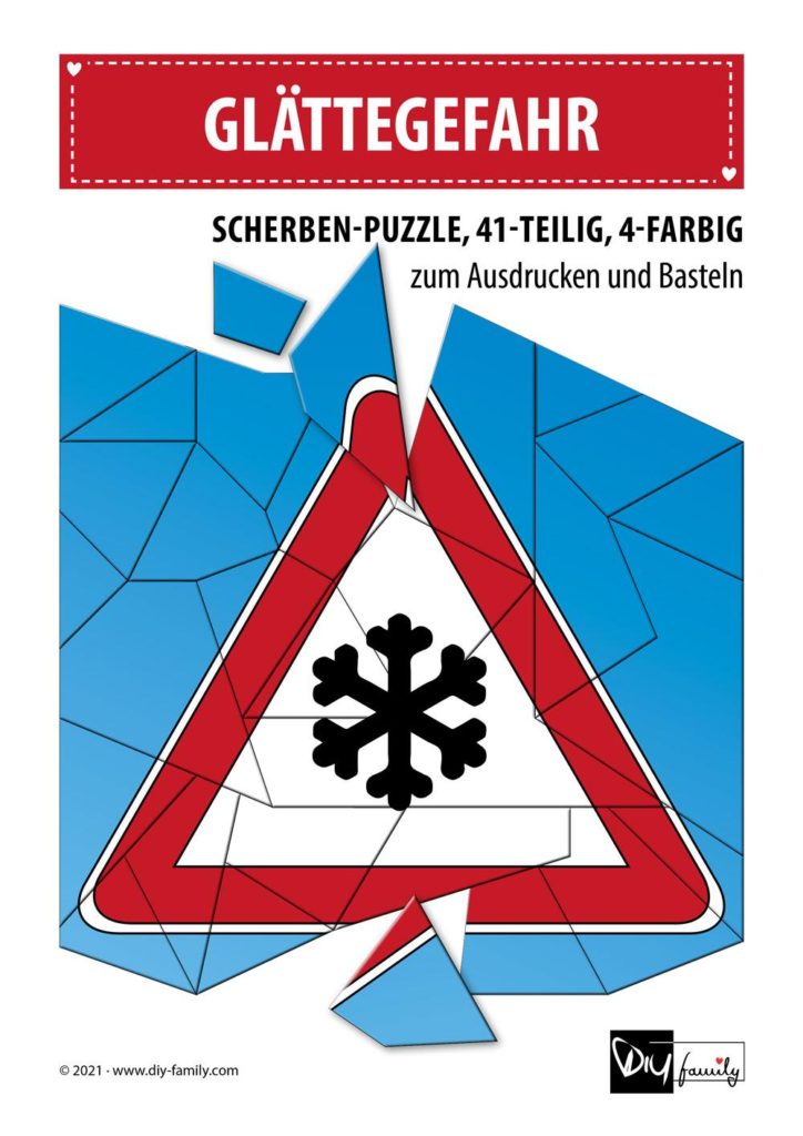 Glättegefahr – Scherben-Puzzle zum Ausdrucken und Ausschneiden