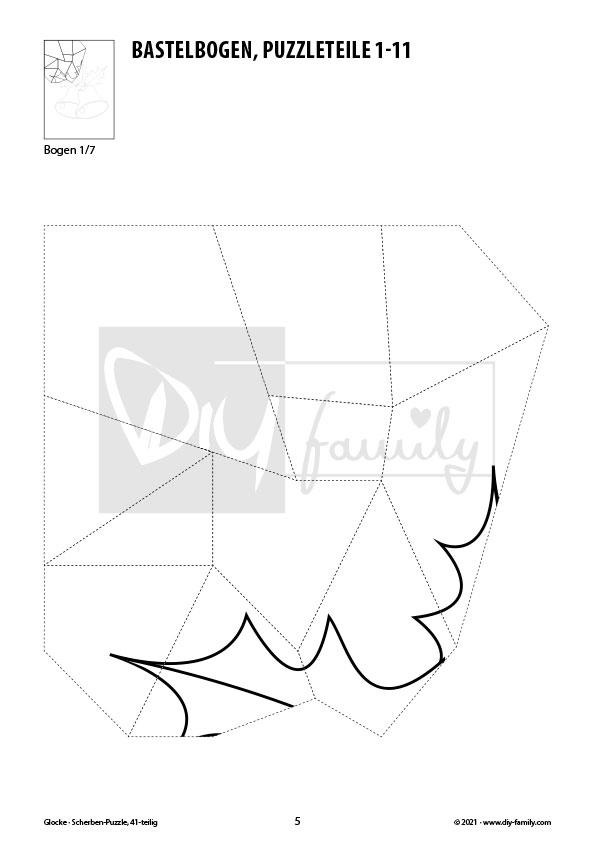 Glocke – Scherben-Puzzle zum Ausdrucken, Ausschneiden und Ausmalen