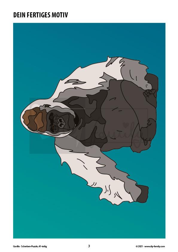 Gorilla – Scherben-Puzzle zum Ausdrucken und Ausschneiden