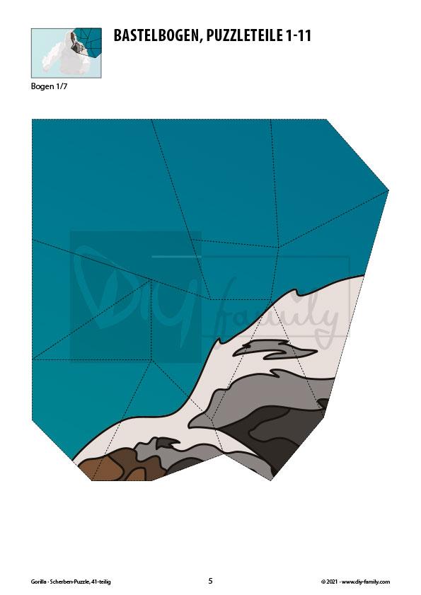 Gorilla – Scherben-Puzzle zum Ausdrucken und Ausschneiden