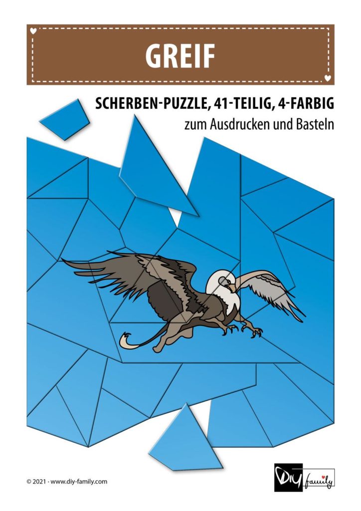 Greif – Scherben-Puzzle zum Ausdrucken und Ausschneiden