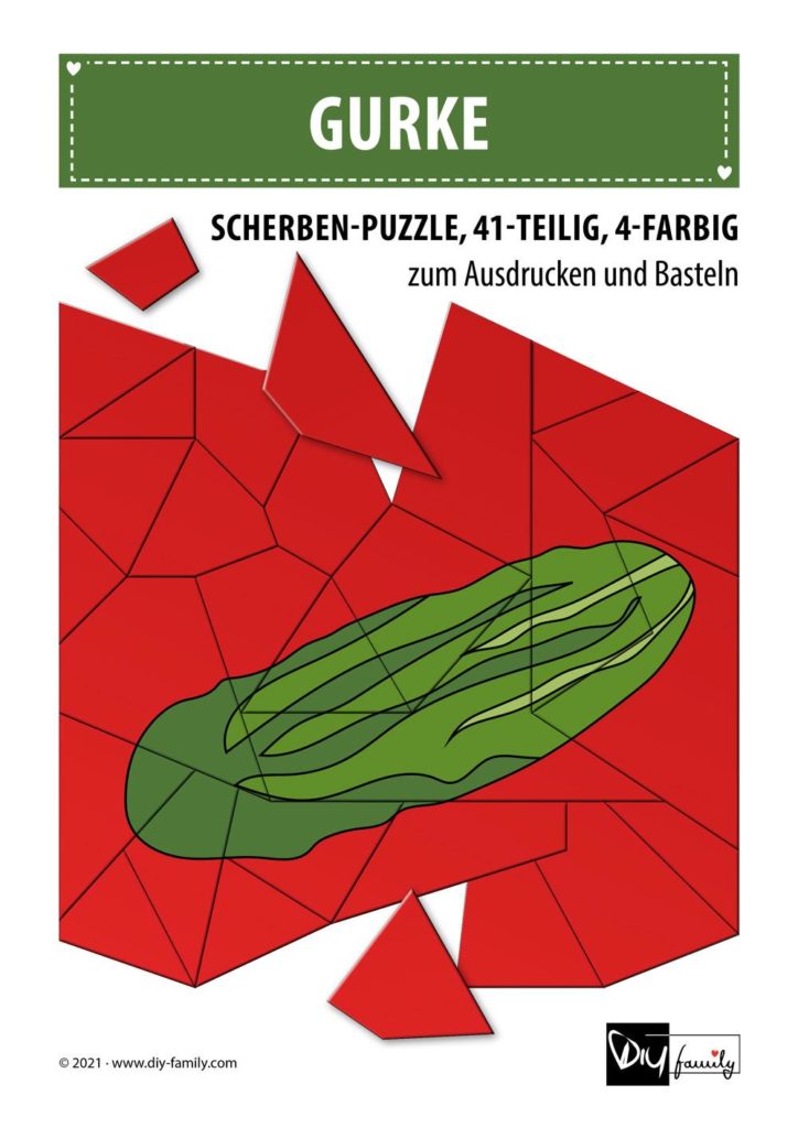 Gurke – Scherben-Puzzle zum Ausdrucken und Ausschneiden