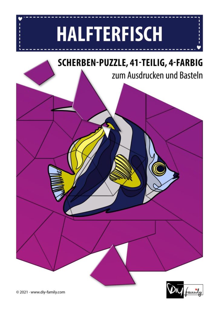 Halfterfisch – Scherben-Puzzle zum Ausdrucken und Ausschneiden