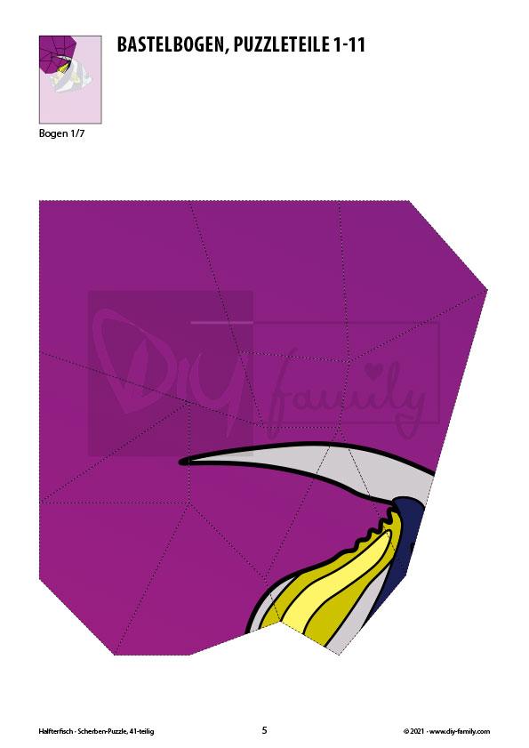 Halfterfisch – Scherben-Puzzle zum Ausdrucken und Ausschneiden