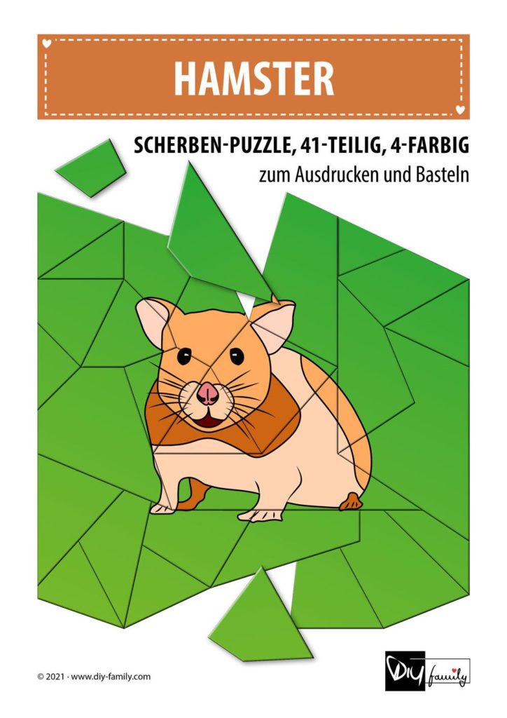 Hamster – Scherben-Puzzle zum Ausdrucken und Ausschneiden