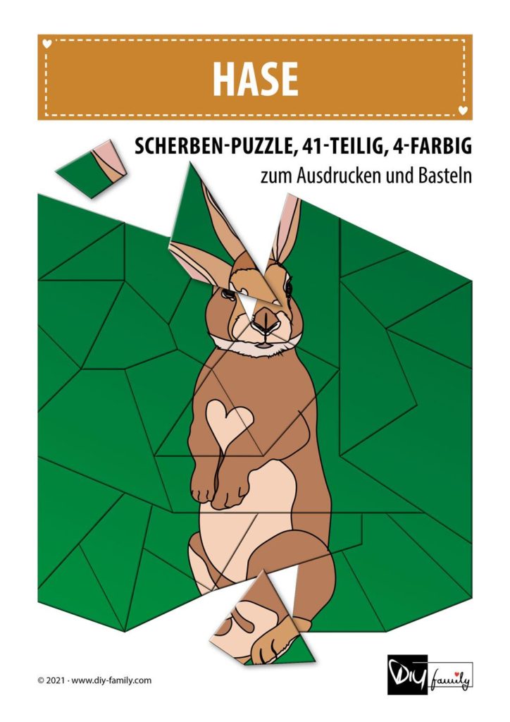 Hase – Scherben-Puzzle zum Ausdrucken und Ausschneiden