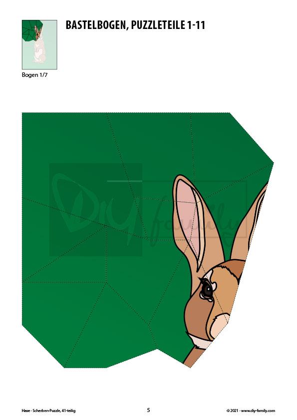 Hase – Scherben-Puzzle zum Ausdrucken und Ausschneiden
