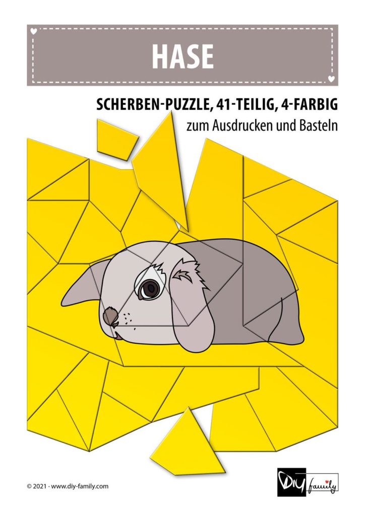 Hase – Scherben-Puzzle zum Ausdrucken und Ausschneiden