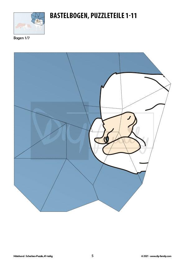 Hütehund – Scherben-Puzzle zum Ausdrucken und Ausschneiden