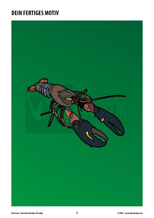 Hummer – Scherben-Puzzle zum Ausdrucken und Ausschneiden