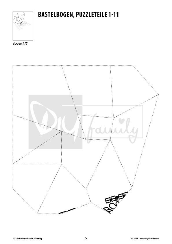 ISS – Scherben-Puzzle zum Ausdrucken, Ausschneiden und Ausmalen