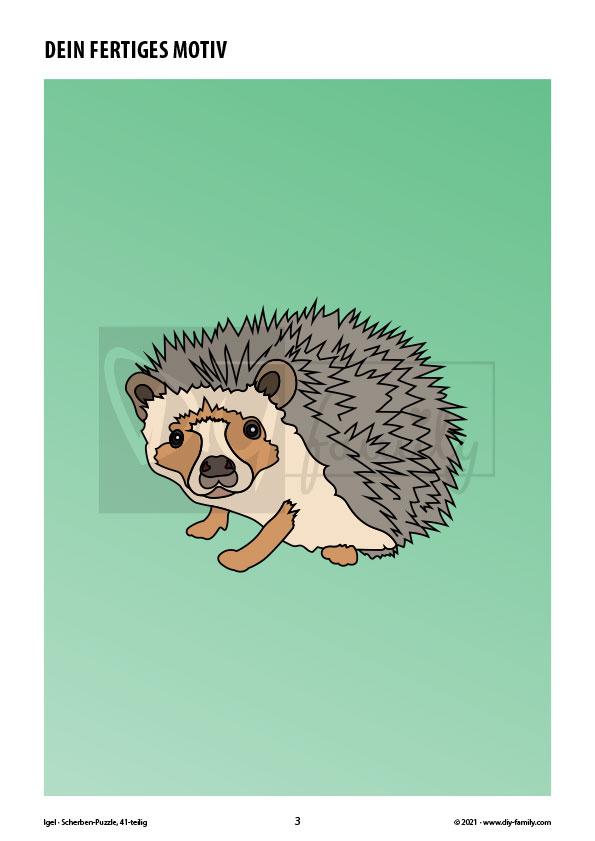 Igel – Scherben-Puzzle zum Ausdrucken und Ausschneiden