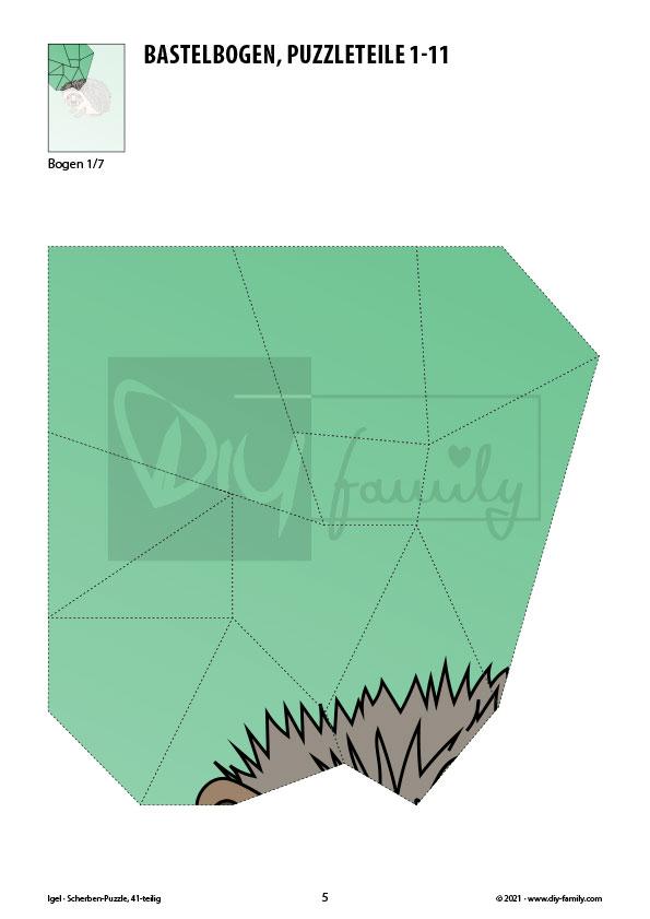 Igel – Scherben-Puzzle zum Ausdrucken und Ausschneiden