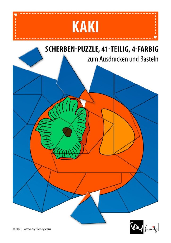 Kaki – Scherben-Puzzle zum Ausdrucken und Ausschneiden