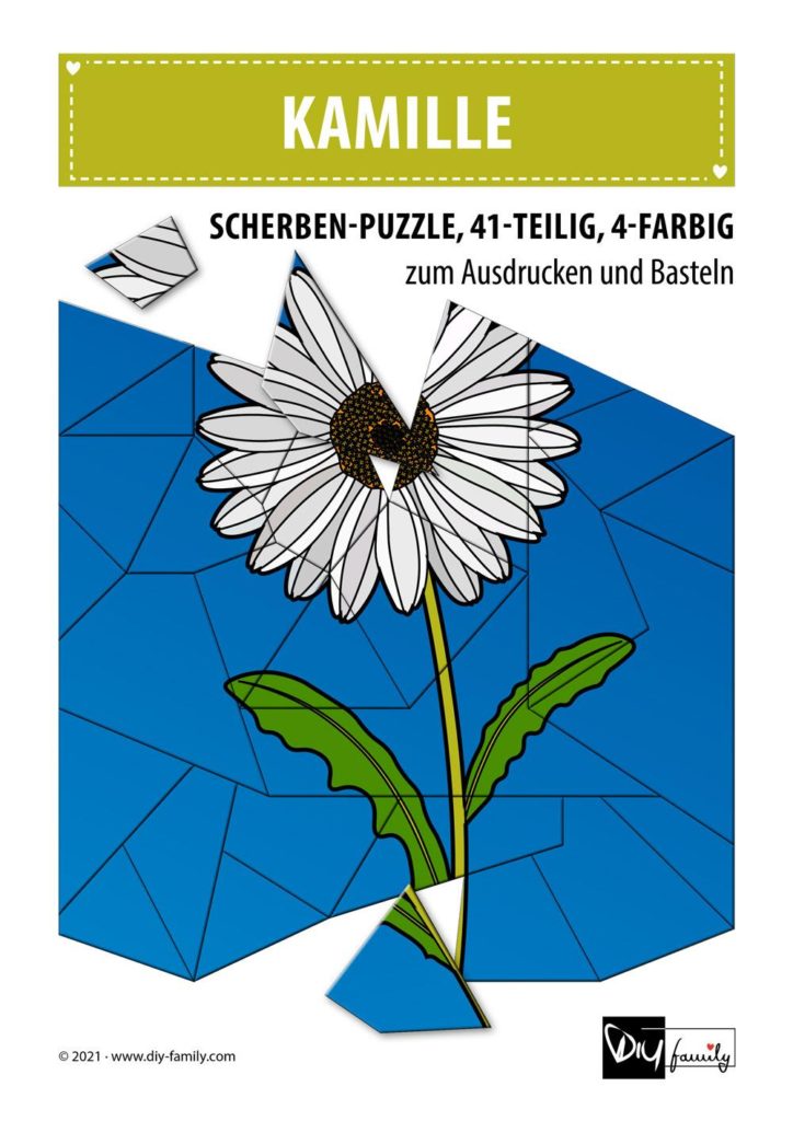 Kamille – Scherben-Puzzle zum Ausdrucken und Ausschneiden