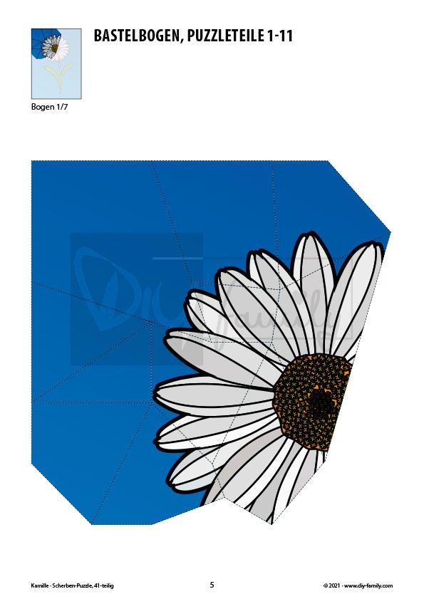 Kamille – Scherben-Puzzle zum Ausdrucken und Ausschneiden