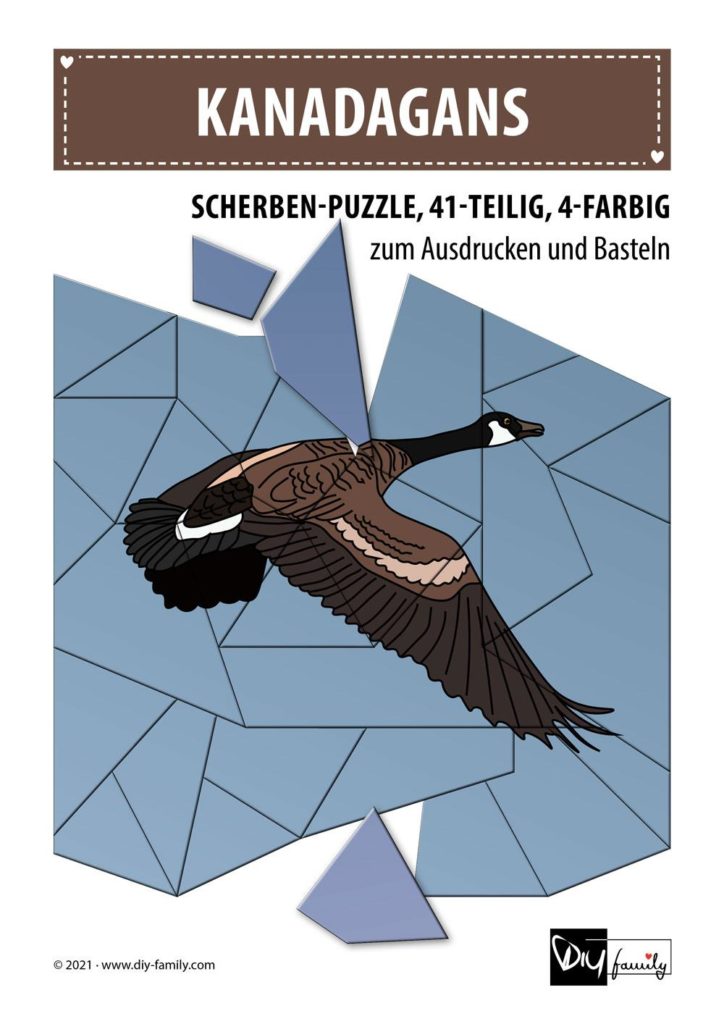 Kanadagans – Scherben-Puzzle zum Ausdrucken und Ausschneiden