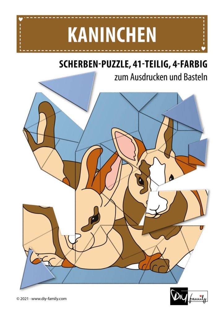 Kaninchen – Scherben-Puzzle zum Ausdrucken und Ausschneiden