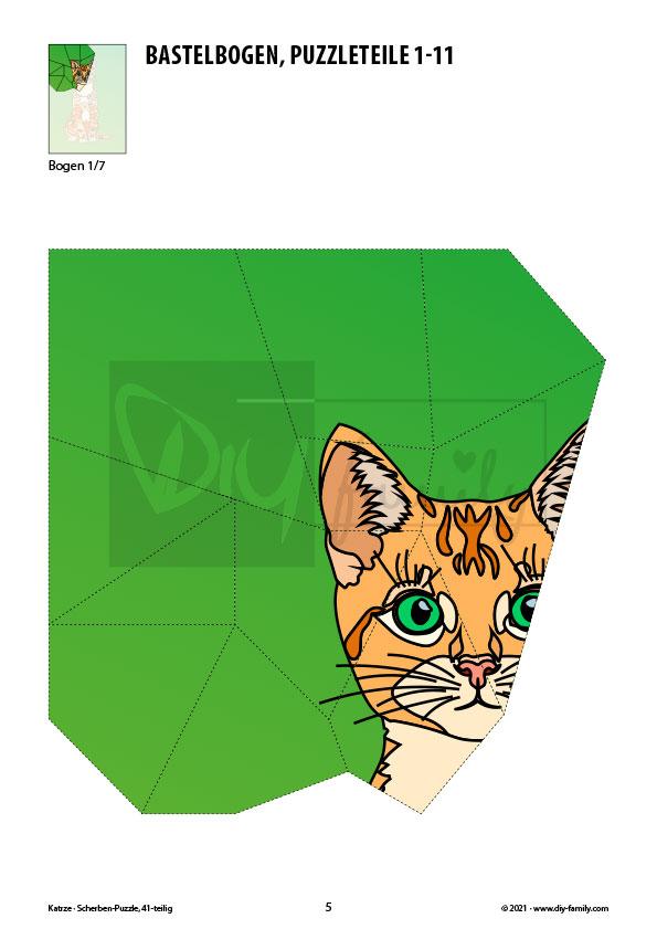 Katze – Scherben-Puzzle zum Ausdrucken und Ausschneiden