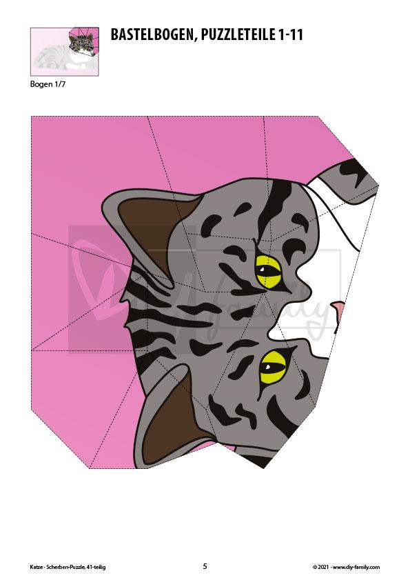 Katze – Scherben-Puzzle zum Ausdrucken und Ausschneiden