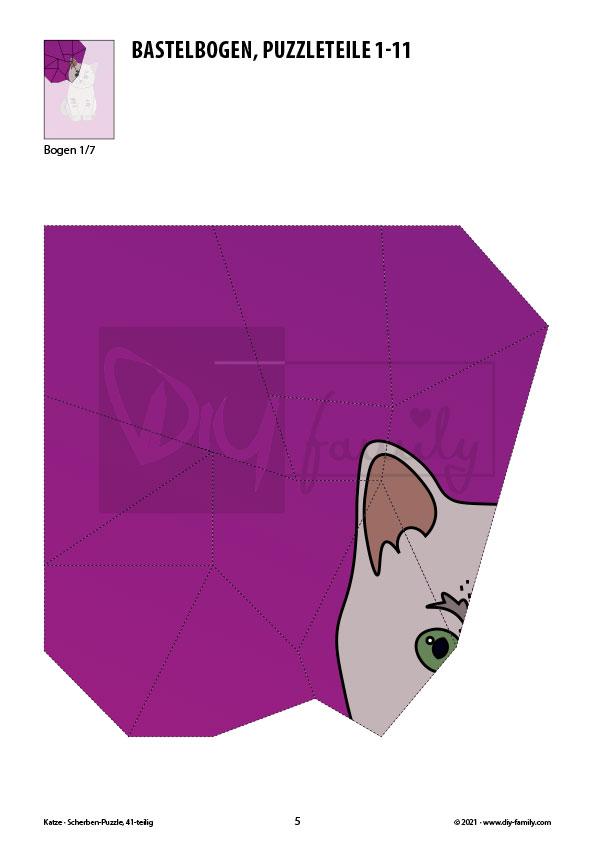 Katze – Scherben-Puzzle zum Ausdrucken und Ausschneiden