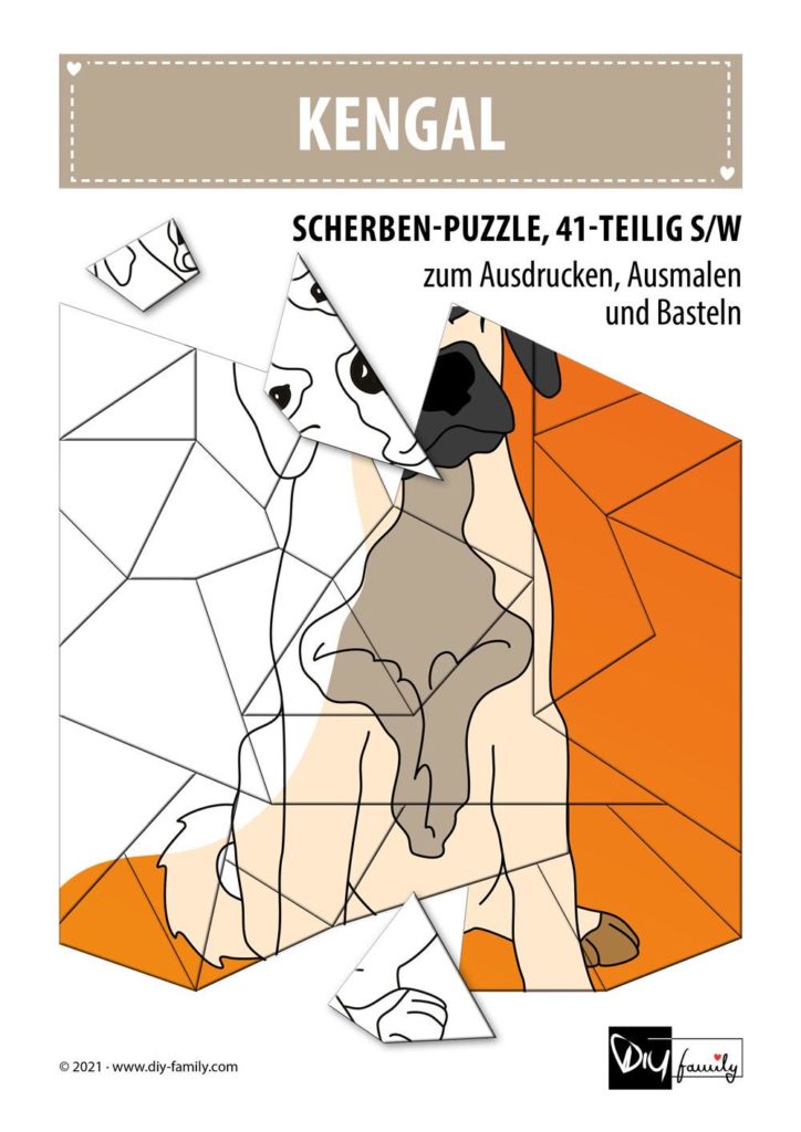 Kengal – Scherben-Puzzle zum Ausdrucken, Ausschneiden und Ausmalen