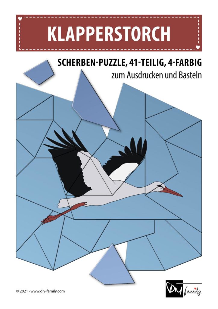 Klapperstorch – Scherben-Puzzle zum Ausdrucken und Ausschneiden