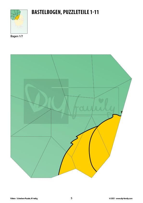 Küken – Scherben-Puzzle zum Ausdrucken und Ausschneiden