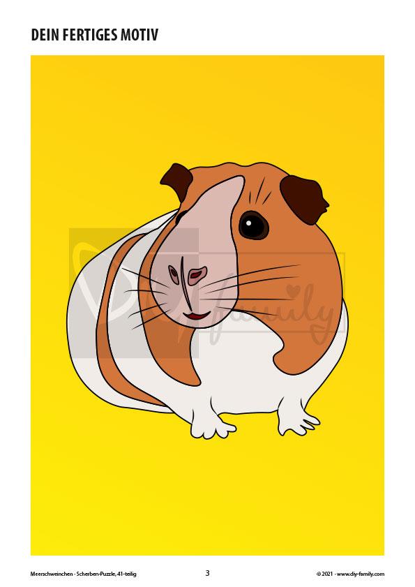 Meerschweine – Scherben-Puzzle zum Ausdrucken, Ausschneiden und Ausmalen