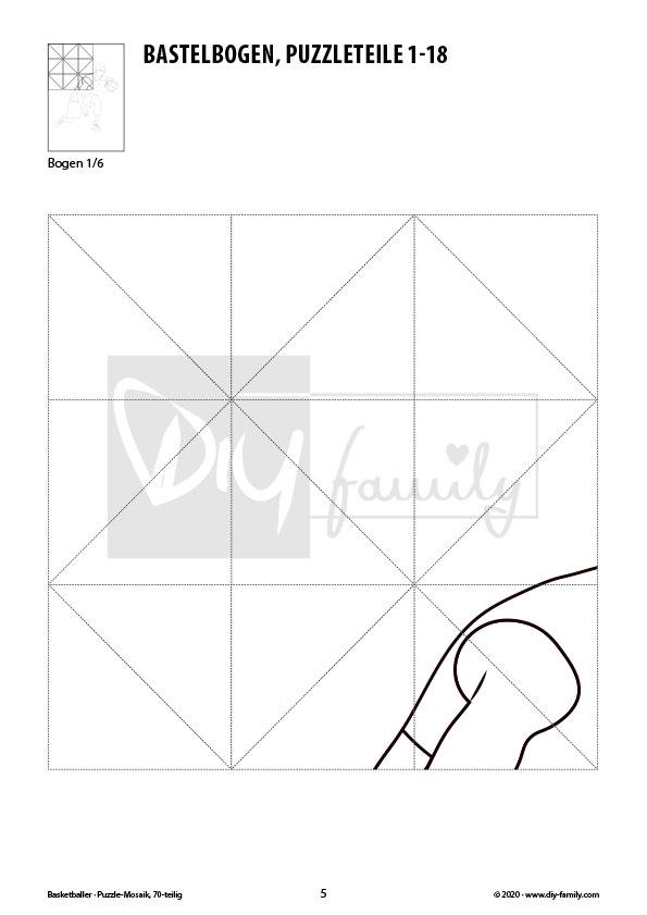 Basketballer – Mosaikpuzzle zum Ausschneiden und Ausmalen