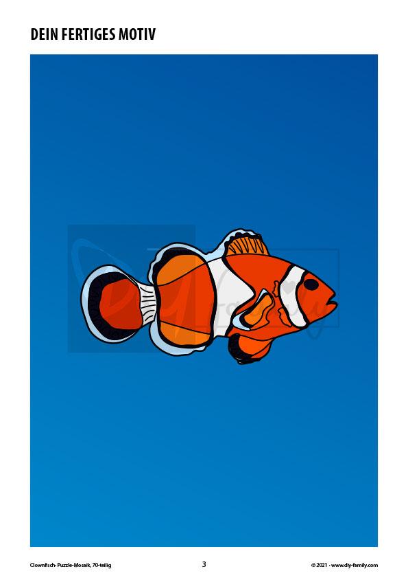 Clownfisch – Mosaikpuzzle zum Ausschneiden und Ausmalen