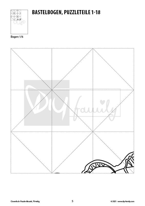 Clownfisch – Mosaikpuzzle zum Ausschneiden und Ausmalen