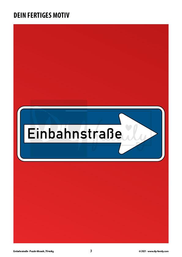 Einbahnstraße – Mosaikpuzzle zum Ausschneiden und Ausmalen