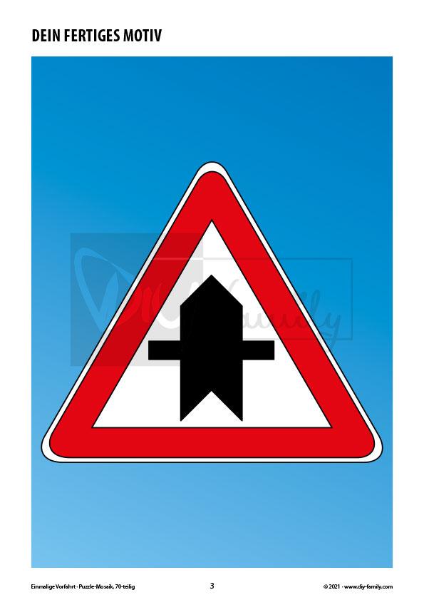Einmalige Vorfahrt – Mosaikpuzzle zum Ausschneiden und Ausmalen