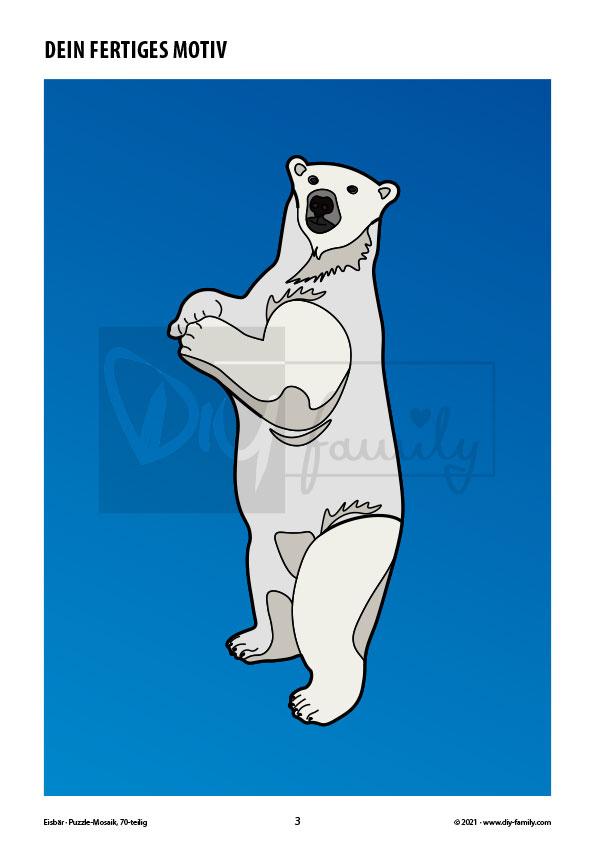 Eisbär – Mosaikpuzzle zum Ausschneiden und Ausmalen