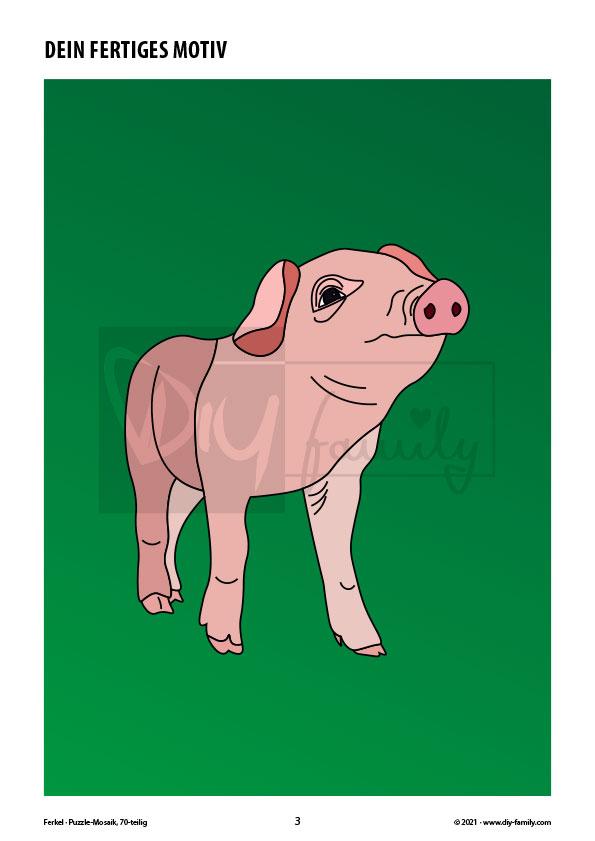 Ferkel – Mosaikpuzzle zum Ausschneiden und Ausmalen