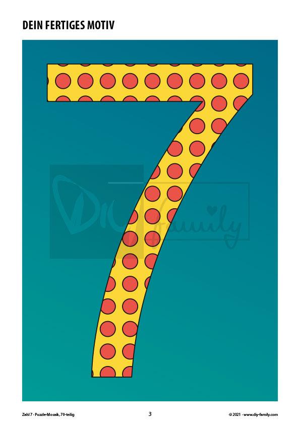 Gepunktete Zahlen 7 – Mosaikpuzzle zum Ausschneiden und Ausmalen