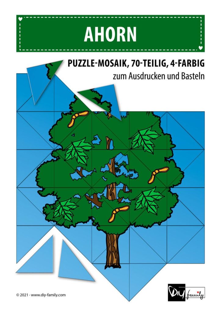 Ahorn – Mosaikpuzzle zum Ausschneiden und Basteln