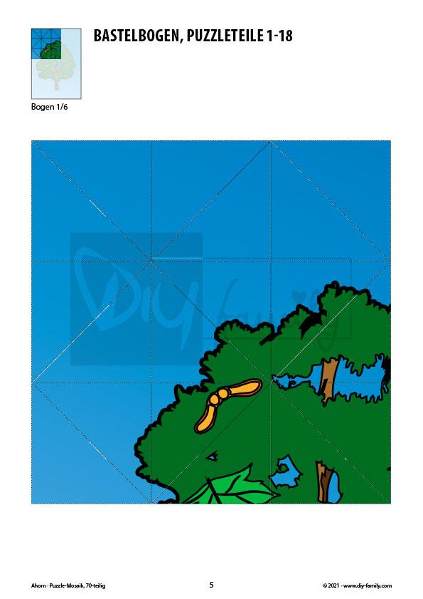 Ahorn – Mosaikpuzzle zum Ausschneiden und Basteln