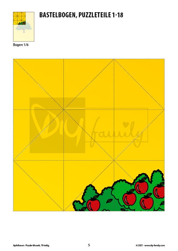 Apfelbaum – Mosaikpuzzle zum Ausschneiden und Basteln