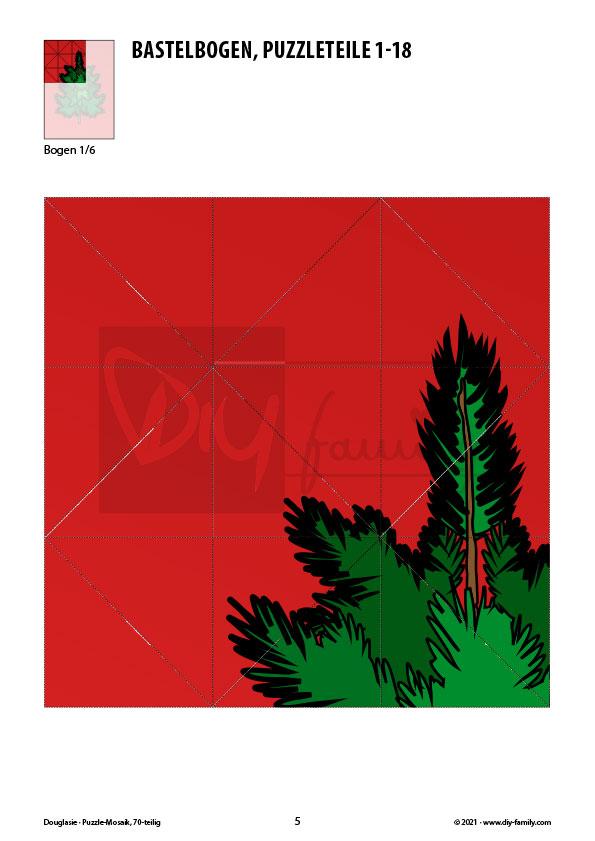 Douglasie – Mosaikpuzzle zum Ausschneiden und Basteln