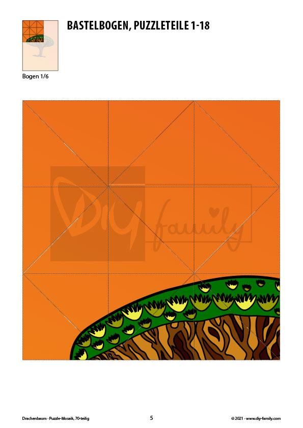 Drachenbaum – Mosaikpuzzle zum Ausschneiden und Basteln