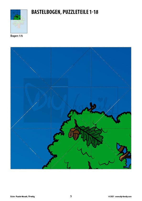 Eiche – Mosaikpuzzle zum Ausschneiden und Basteln