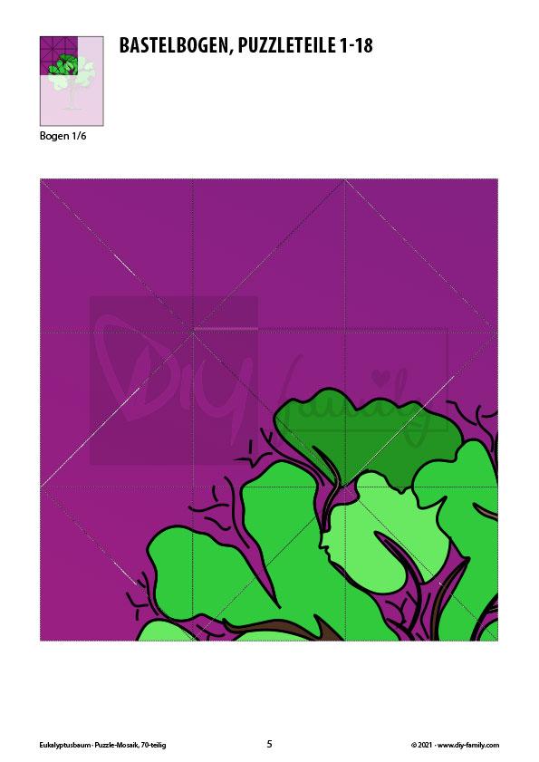 Eucalyptusbaum – Mosaikpuzzle zum Ausschneiden und Basteln